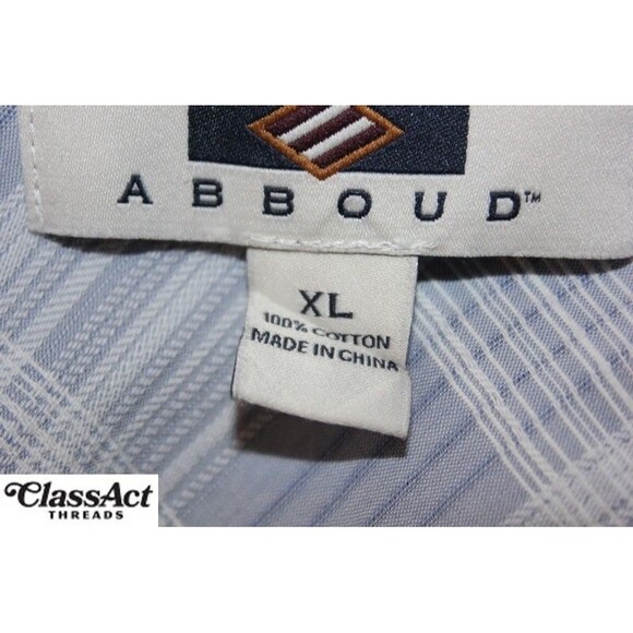 Joseph Abboud Men Button Up Shirt Classic Fit Blue Royal Stewart Plaid Cotton XL - Picture 7 of 8